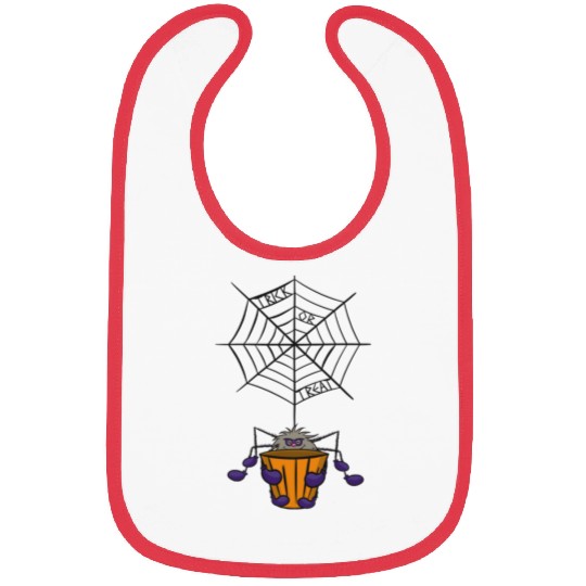 Cartoon Spider hanging from Web holding Bucket Bibs