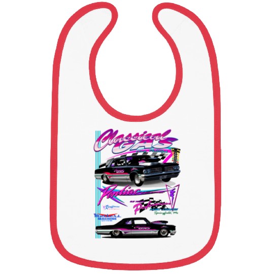 Retro Drag Race Car Illustration Bibs