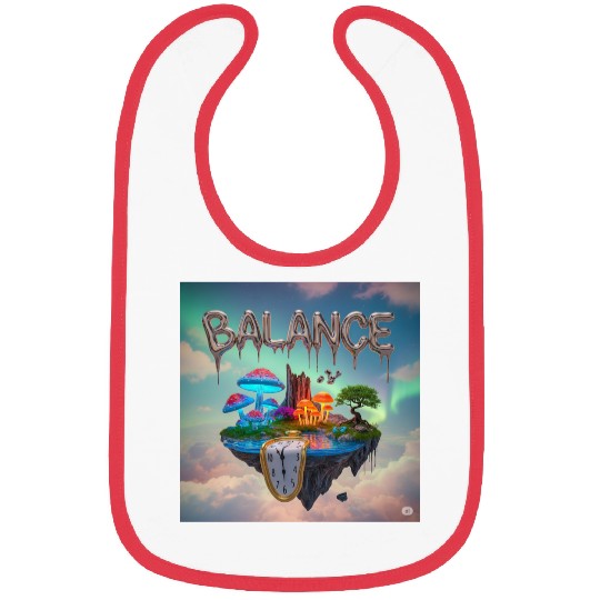 Surreal Floating Island with Mushrooms and Time Bibs