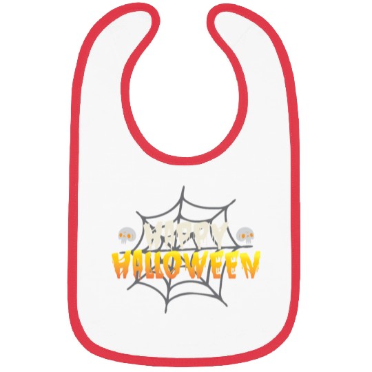 Happy Halloween with Spiderweb and Skulls Bibs