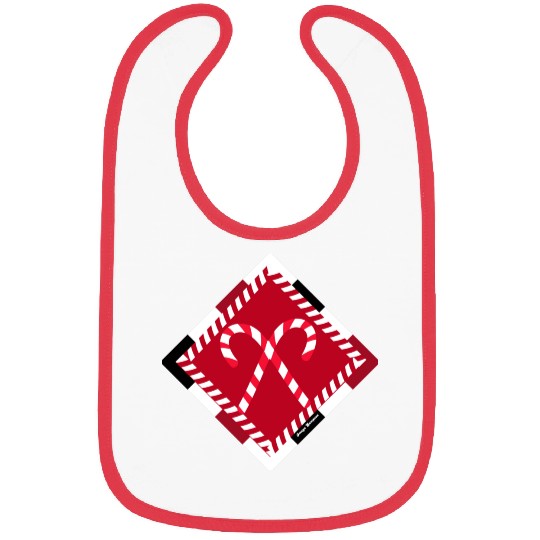 Red and White Crossed Canes  Bibs