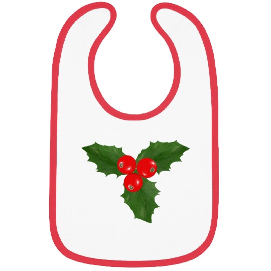 Christmas Holly Leaf and Berry Design Bibs