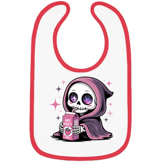 Cosmic Skeleton Drinking Strawberry Juice Bibs