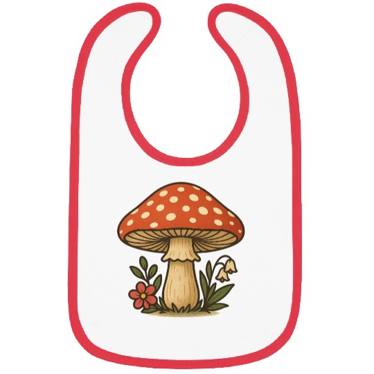 Whimsical Mushroom Illustration Bibs