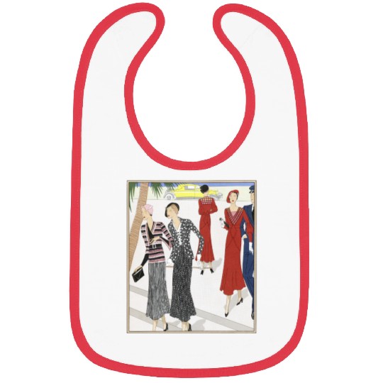 Elegant Vintage Street Fashion Illustration Bibs