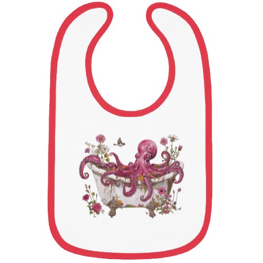 Cottagecore Octopus in Bathtub Vintage Bibs