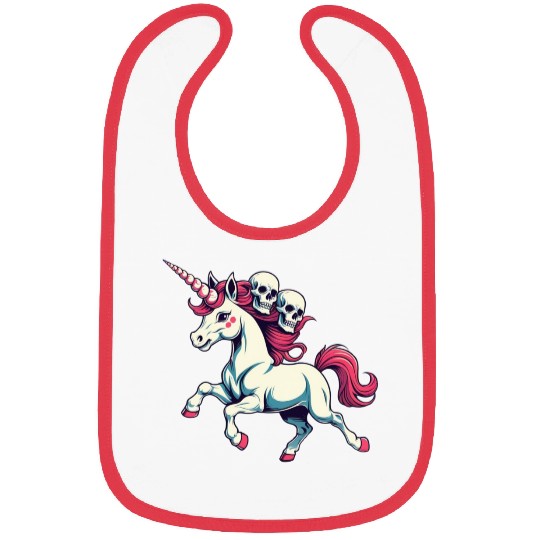 Dark Fantasy Unicorn with Skulls Bibs