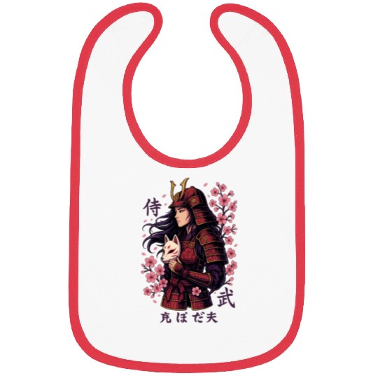 Anime Samurai Woman with Fox Mask Bibs