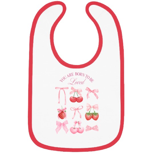 Cherry and Strawberry Bow Motif  Bibs