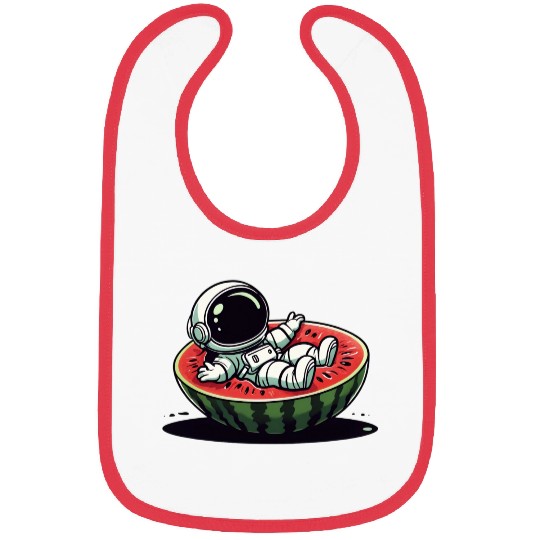 Playful Astronaut on Watermelon Slice Bibs