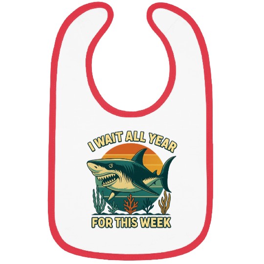 Shark Retro Sunset Bold Ocean Predator  Bibs