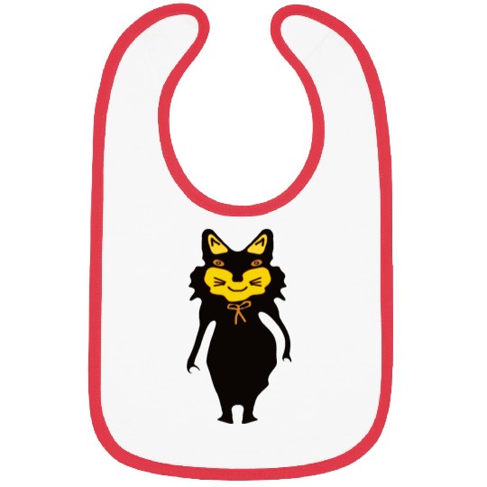 Whimsical Cat with Bright Yellow Face Bibs