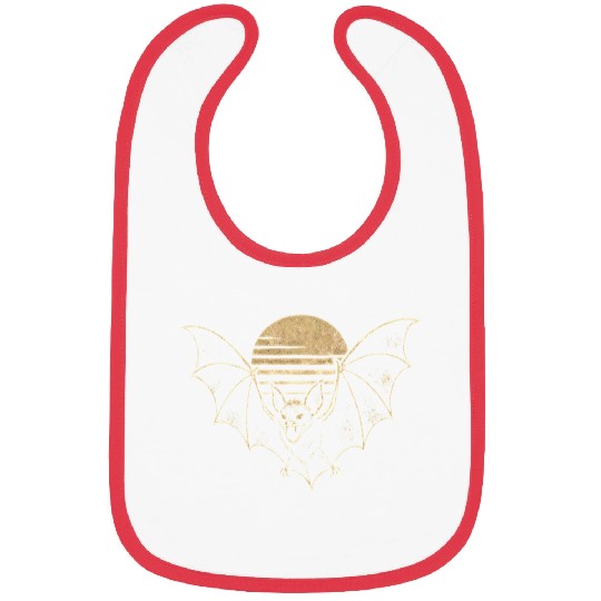 Retro Sunset Bat Silhouette with Full Moon Bibs
