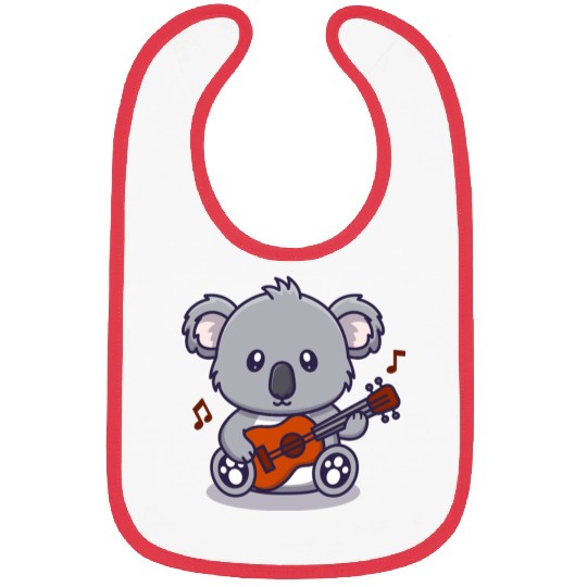Cute Koala Playing Guitar Illustration Bibs