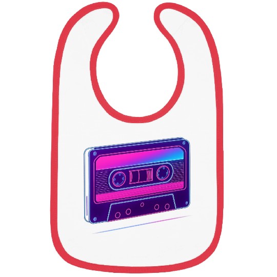 Neon Cassette Tape Retro Design Bibs