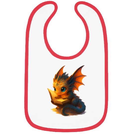Whimsical Dragon Reading Book Design Bibs
