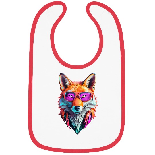 Vibrant Fox with Sunglasses Design Bibs