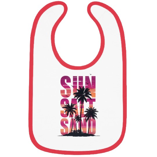 Sunset Palm Tree Silhouette Design Bibs