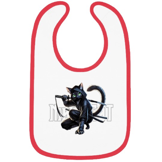 Stealthy Black Cat Ninjutsu Design Bibs