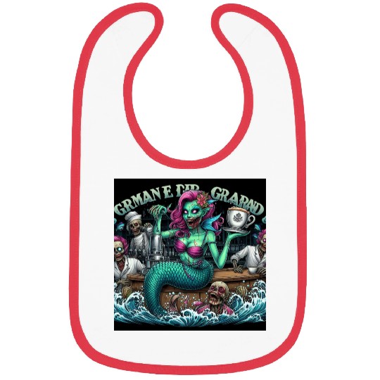 Mermaid Bar Scene with Zombies Bibs