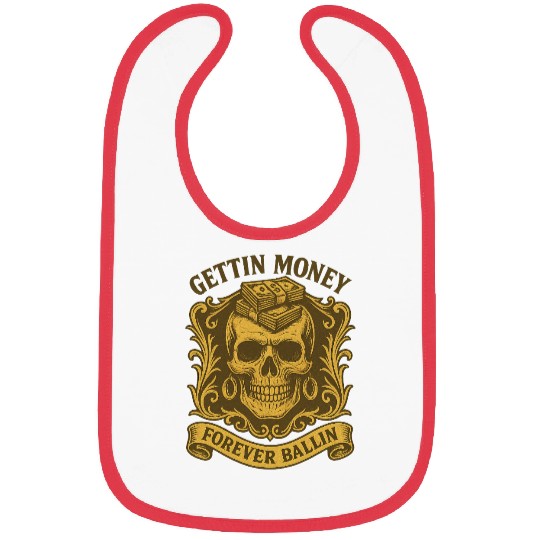 Skull with Money and Wealth Theme Bibs
