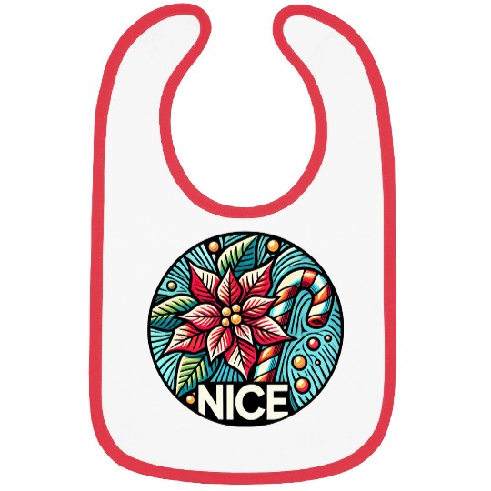 Festive Poinsettia Holiday Patch Bibs