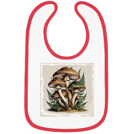 Mushroom Forest Botanical Illustration Bibs