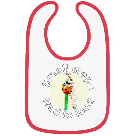Small Steps – Ladybug White Text Bibs