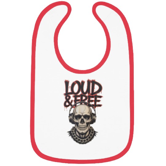 Urban Skull with Headphones and Graffiti Bibs