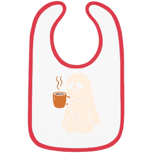 Spooky Ghost with Coffee Mug Design Bibs