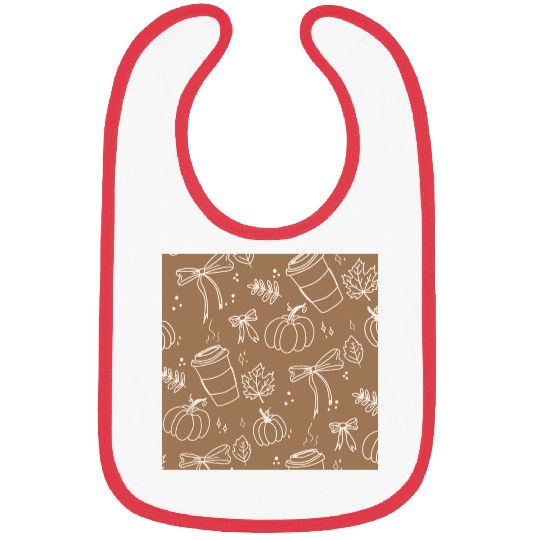 Autumn Cozy Pumpkin & Coffee Pattern Bibs