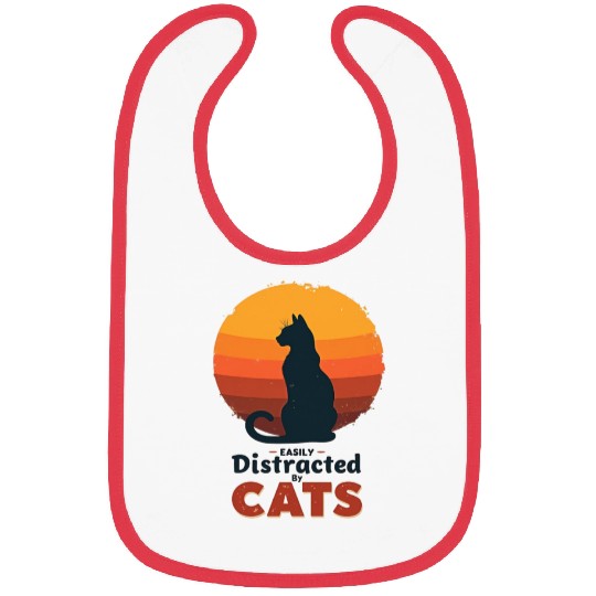 Sunset Silhouette Cat Design Bibs