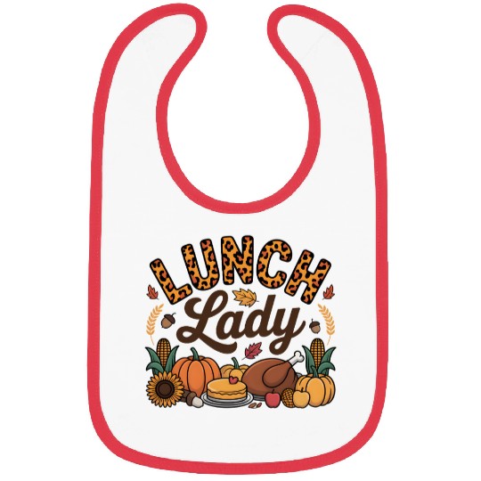 Leopard Fall Autumn Thanksgiving Lunch Lady Bibs