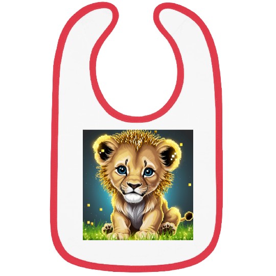Glowing Pixel Lion Cub Illustration Bibs
