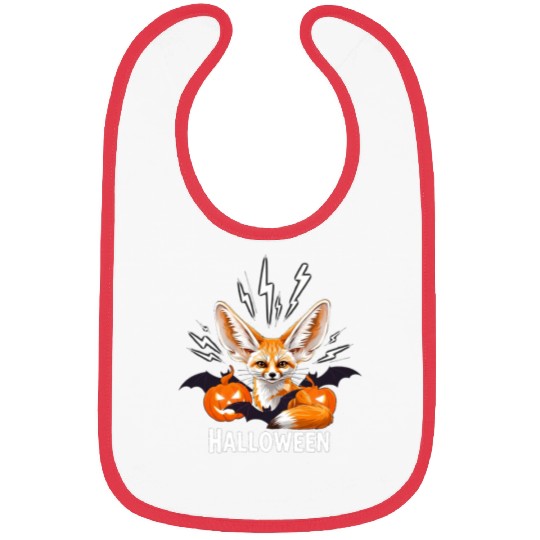Whimsical Halloween Fox with Bat Wings Bibs