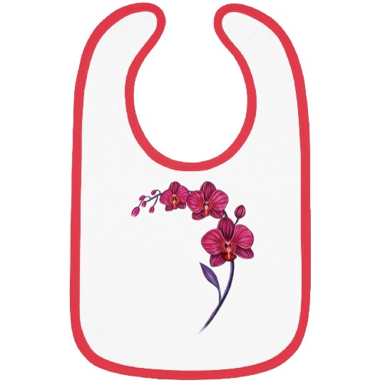 Elegant Violet Pink Orchid Flower Branch Design Bibs