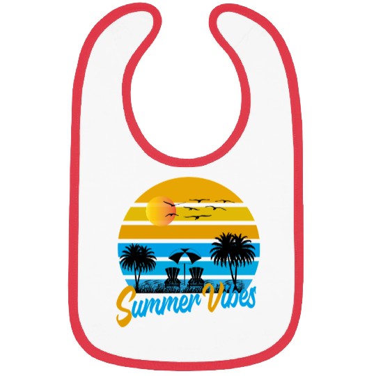 Tropical Summer Vibes Sunset Scene Bibs