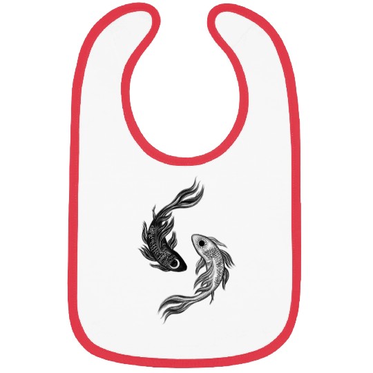Ethereal Black & White Koi Fish Yin Yang Design Bibs
