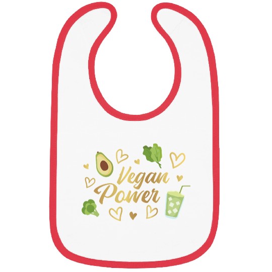 Vegan Power Heart and Avocado Design Bibs