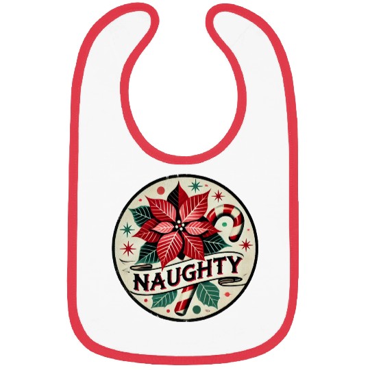 Festive Poinsettia Naughty Holiday Design Bibs