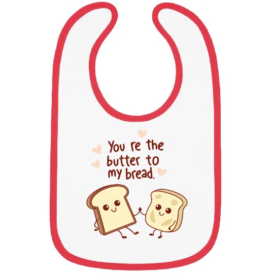 Cute Bread and Butter Kawaii Valentine Design Bibs