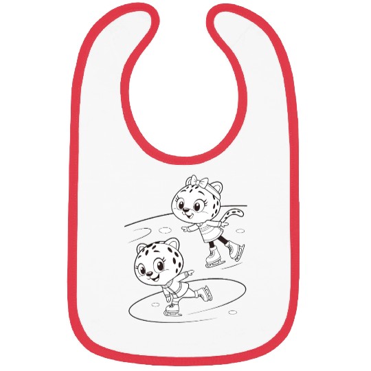 Black-and-White Leopard Cubs Ice Skating  Bibs