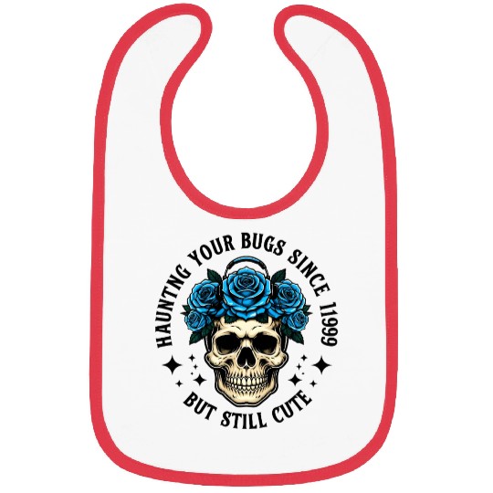 Skull with Blue Rose Crown Design  Bibs