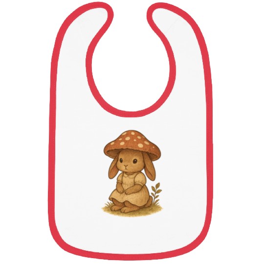 Whimsical Mushroom Bunny Illustration Bibs