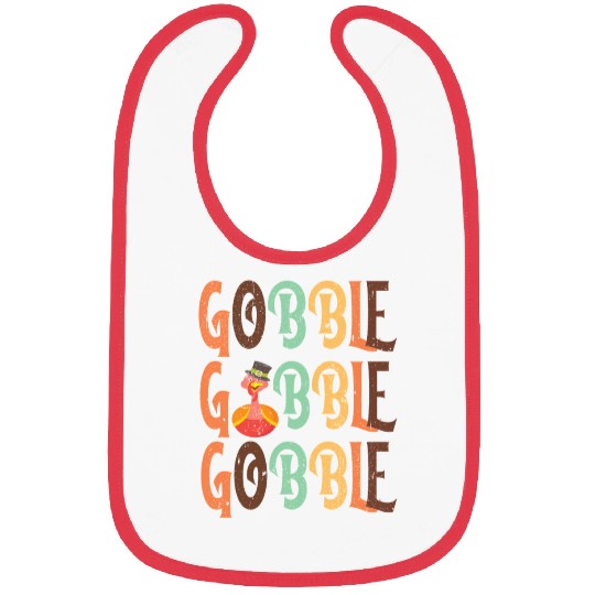Festive Turkey and Gobble Text Pattern Bibs