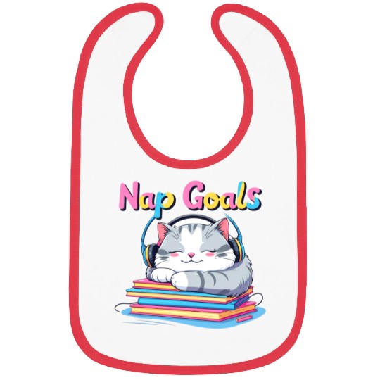 Cute Cat Nap Goals Design Bibs