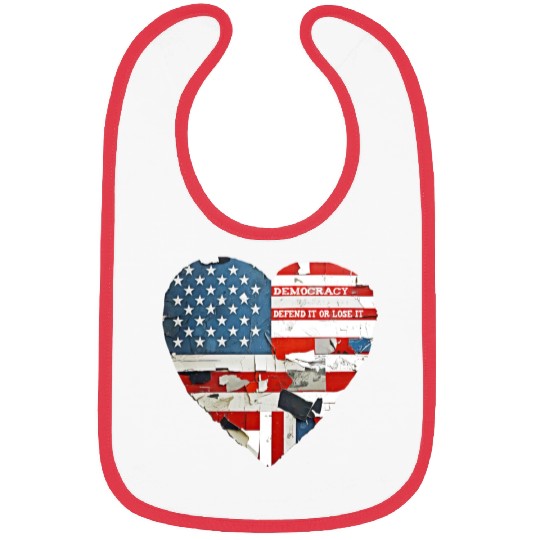 Democracy Defend It Or Lose It USA flag vintage  Bibs