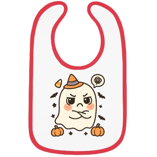 Cute Ghost with Halloween Pumpkins Bibs