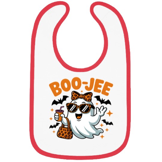 Boo-Jee Ghost Cute Leopard Print Halloween Boojee Bibs