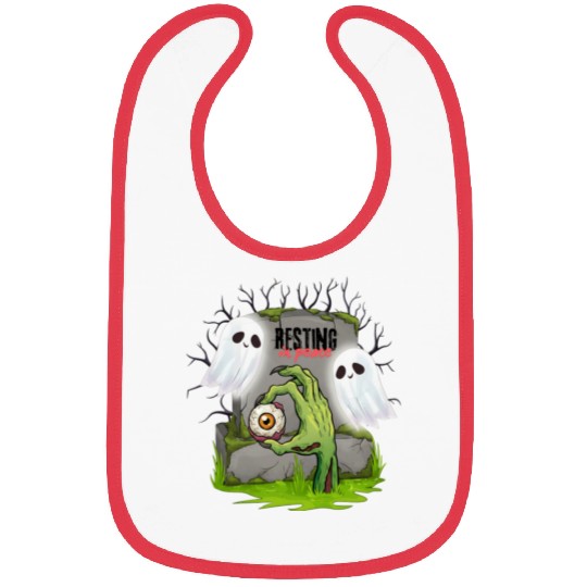 Spooky Graveyard with Ghosts and Eye Bibs